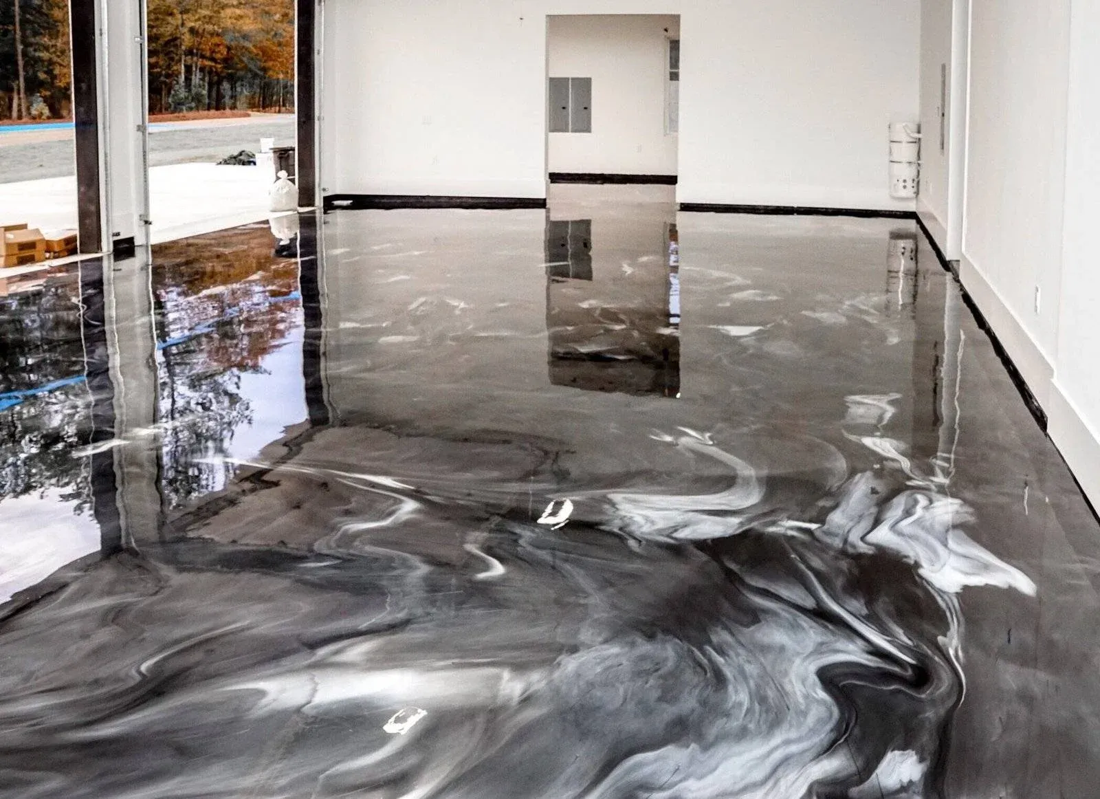 Metallic epoxy garage coatings